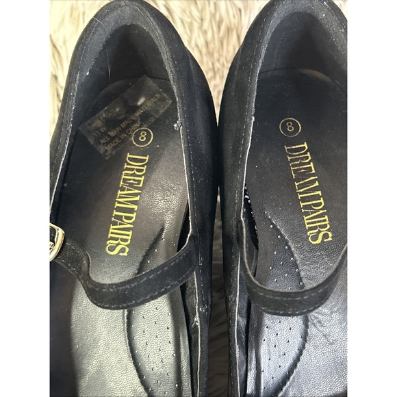 Dream Pairs Black Suede Velvet Mary Jane Wedges Pointed Toe Size 8 Shoes - Picture 6 of 13